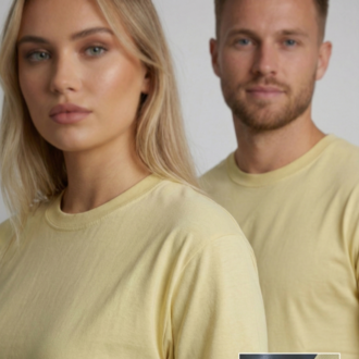 Premium Touch Unisex Sarı Basic Tişört
