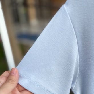 Premium Relax Fit V Yaka Tişört Açık Mavi
