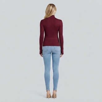 Premium Fit Uzun Kollu Çımalı Dik Yakalı Bordo Body