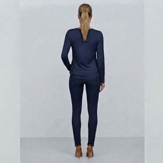 Premium Relax Fit V Yaka Uzun Kollu Tişört Lacivert