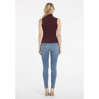 Premium Fit Dik Yaka Modal Kumaş Kolsuz Bordo Body