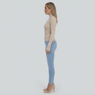 Premium Fit Uzun Kollu Çımalı Dik Yakalı Bej Body