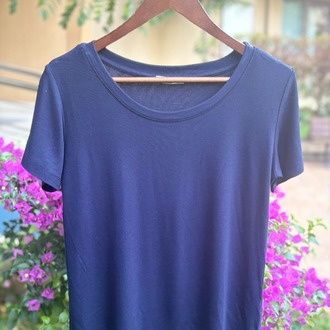 Premium Relax Fit Oval Yaka Tişört Lacivert
