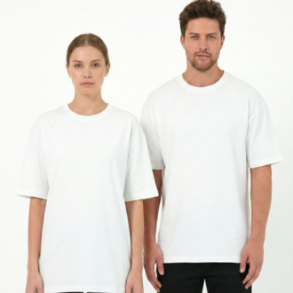 Premium Essential Unisex Beyaz Yarım Oversize Tişört