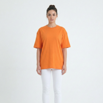 Premium Essential Unisex Turuncu Yarım Oversize Tişört