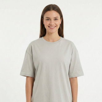 Premium Essential Unisex  Gri  Yarım Oversize Tişört