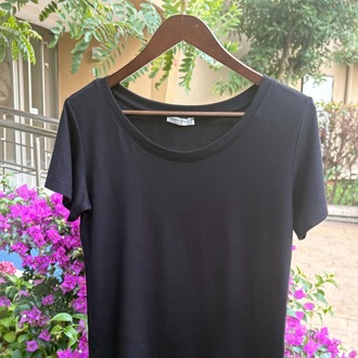 Premium Relax Fit Oval Yaka Tişört Siyah