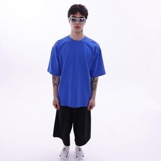 Premium Heavy Unisex Kobalt Mavi Oversize Tişört