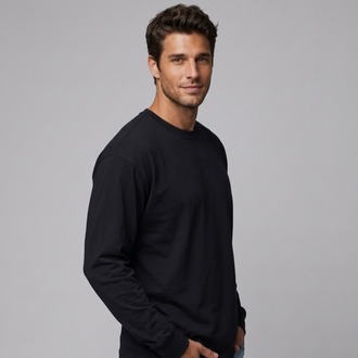 Premium Essential Siyah Yarım Oversize Uzun Kollu Tişört
