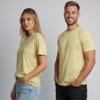 Premium Touch Unisex Sarı Basic Tişört