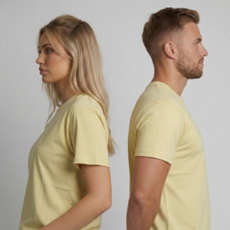 Premium Touch Unisex Sarı Basic Tişört