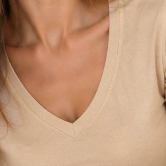 Premium Relax Fit V Yaka Uzun Kollu Tişört Bej