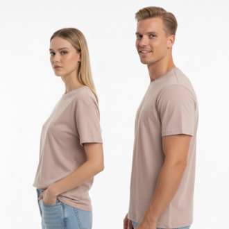 Premium Touch Unisex Pudra Basic Tişört