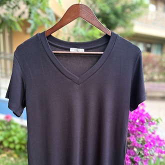 Premium Relax Fit V Yaka Tişört Siyah