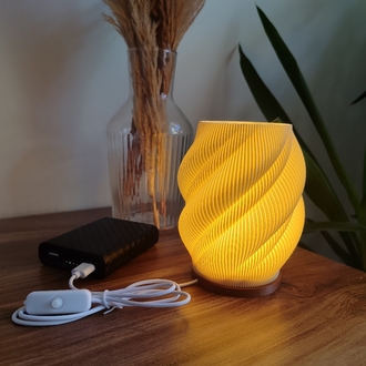 3D BASKILI SPİRAL GECE LAMBASI | USB LEDLİ DEKORATİF MASA LAMBASI