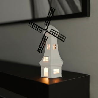 Dekoratif Yel Değirmeni Gece Lambası - Minimalist Beyaz