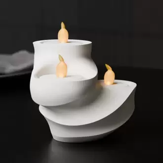 Modern Dalgalı 3'lü Tealight Mumluk | Heykelsi Masaüstü Dekorasyon