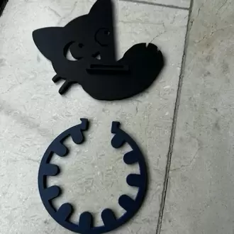 Siyah Kedi Tasarımlı Dekoratif Perde Tutucu ve Bağı