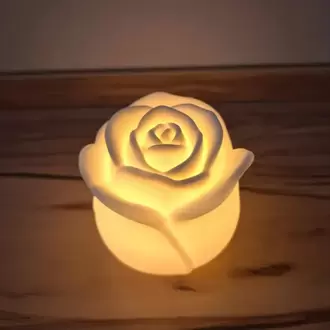 Gül Tasarımlı Pilli LED Mumluk – Dekoratif Işıklı Gül