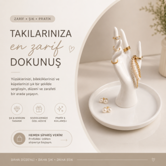 Zarif El Formunda Takı Standı ve Düzenleyici Tepsi | Minimalist Yüzüklük