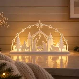 Işıklı Noel Doğum Sahnesi Kemeri – 2 LED Tealight Mum Dahil