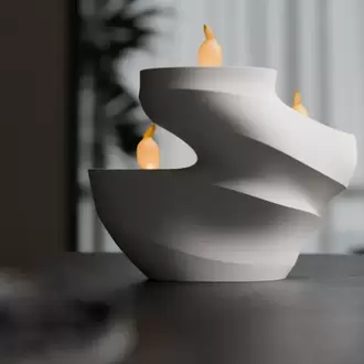 Modern Dalgalı 3'lü Tealight Mumluk | Heykelsi Masaüstü Dekorasyon