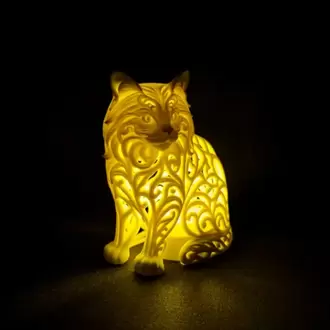 Dekoratif Işıklı Kedi Figürü | Pilli Mum Uyumlu Mandala Tasarım