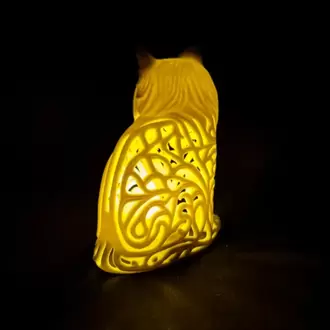 Dekoratif Işıklı Kedi Figürü | Pilli Mum Uyumlu Mandala Tasarım