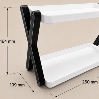 X Tasarım 2 Katlı Minimalist Düzenleyici Raf | Modern Masaüstü ve Banyo Organizer