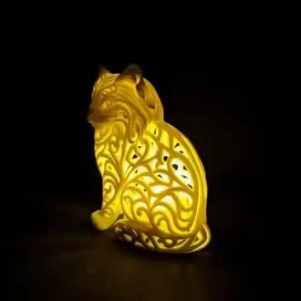 Dekoratif Işıklı Kedi Figürü | Pilli Mum Uyumlu Mandala Tasarım