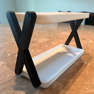 X Tasarım 2 Katlı Minimalist Düzenleyici Raf | Modern Masaüstü ve Banyo Organizer