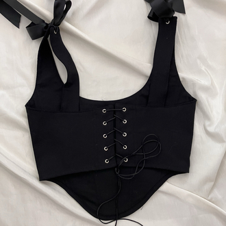 Siyah Gabardin Korse