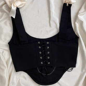 Siyah Gabardin Tablo Korse