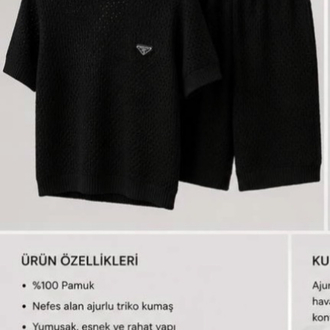 prada şortlu takım ithal siyah 