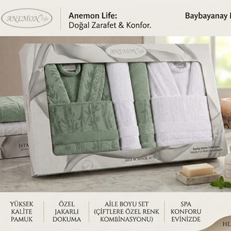 HOME COLLECTION ANEMON LIFE BAMBOO AİLE BORNOZ SETİ