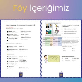 7. Sınıf İngilizce Dersi Yazılıya Hazırlık Föyü