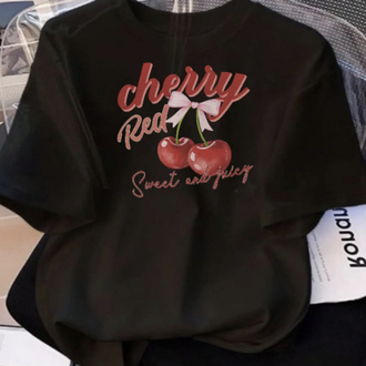 Cherry baskılı T-shirt