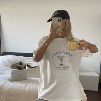 Expresso martini baskılı T-shirt