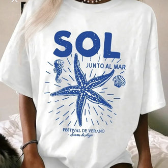 Sol Junto Almar baskılı T-shirt