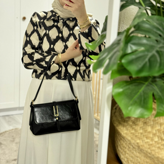 Elira Siyah Pinterest Model El ve Omuz Çantası