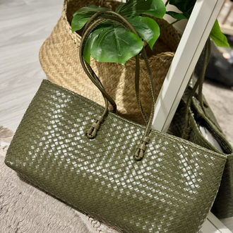 Strap Haki Örgü Model El Çantası