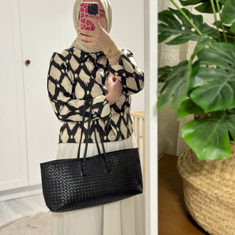 Strap Siyah Örgü Model El Çantası