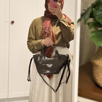 Helen Acı Kahve Rugan Deri El ve Omuz Çantası