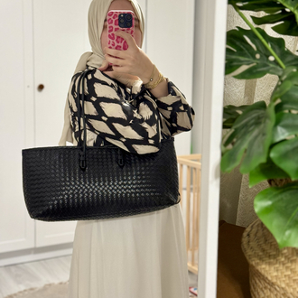 Strap Siyah Örgü Model El Çantası