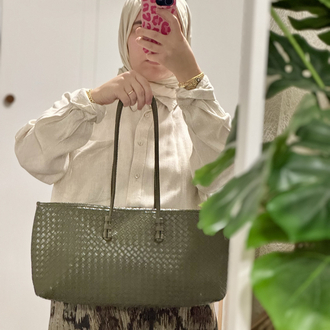 Strap Haki Örgü Model El Çantası