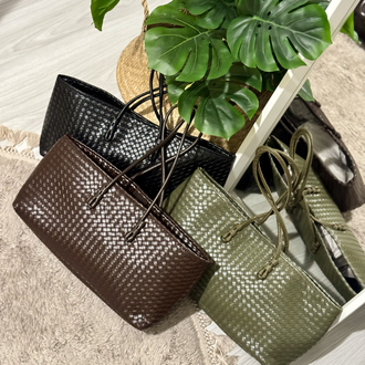 Strap Haki Örgü Model El Çantası