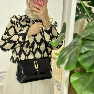 Elira Siyah Pinterest Model El ve Omuz Çantası