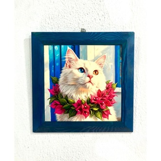 Begonvilli Kedi Bodrum Temalı Taş Tablo