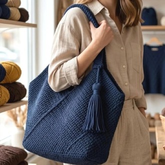 Handmade Crochet Tote Bag Pattern, Boho Chic Shoulder Bag