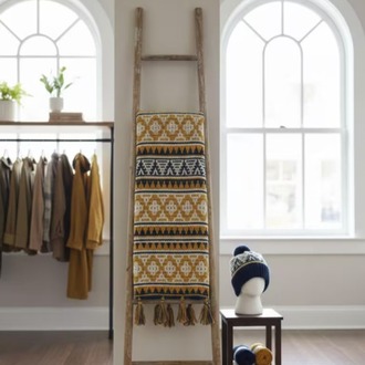 Modern Mosaic Crochet Pattern, Aztec Style Blanket, Mustard and Navy Blue Afghan PDF